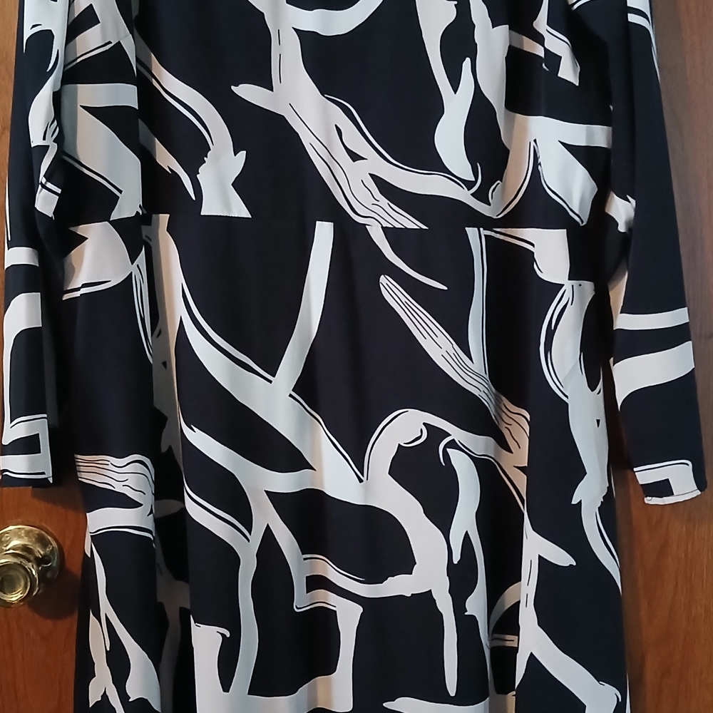 Black White Pink Abstract Midi Dress 2X